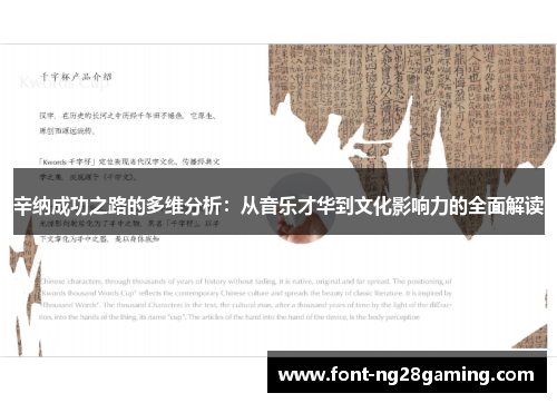 辛纳成功之路的多维分析：从音乐才华到文化影响力的全面解读