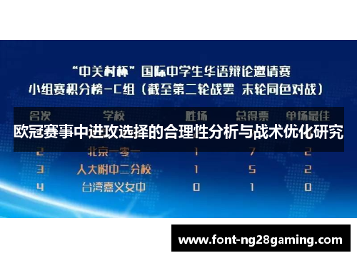 欧冠赛事中进攻选择的合理性分析与战术优化研究